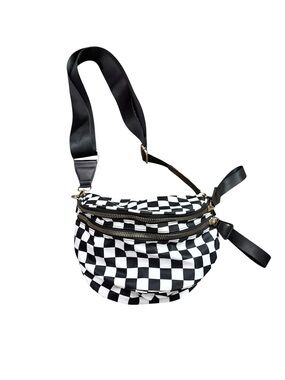 Checkerboard Crossbody Bag - Black & White